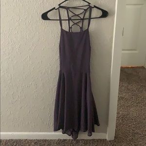Plum lace up back dress